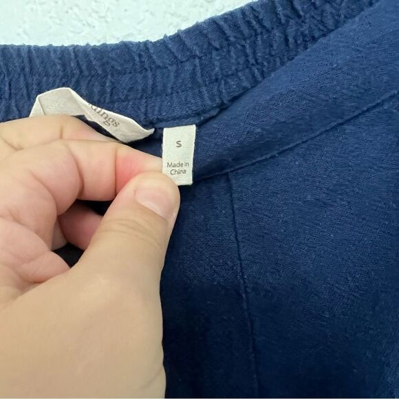 Soft Surroundings Navy Blue Pull On 100% Cotton High Rise Pants Women’s Small - Picture 5 of 12